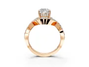 Halo Engagement Ring Setting for Cushion Cut Center with Pave Infinity Twist Band and Prong Head in Rose Gold