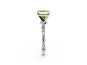 Solitaire Engagement Ring Setting for Fancy Yellow Asscher Cut Center with Twist Band and Bead Prong Head in Sterling Silver