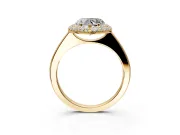 Halo Engagement Ring Setting for Heart-Shaped Center with Plain Tapered Band and Prong Head in Yellow Gold