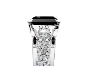 Solitaire Engagement Ring Setting for Fancy Black Radiant Cut Center with Graduated Shared Prongs and Prong Head in Platinum
