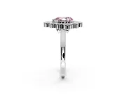 Cluster Halo Engagement Ring Setting for Fancy Pink Pear-Shaped Center with Milgrain Bezel Accents and Prong Head in White Gold