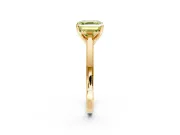 Solitaire Engagement Ring Setting for Fancy Yellow Asscher Cut Center with Flat-Sided Plain Band and Prong Head in Yellow Gold
