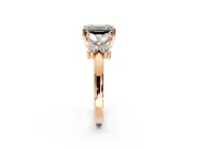 Floral Engagement Ring Setting for Emerald Cut Center with Marquise Cluster Shoulders and Prong Head in Rose Gold