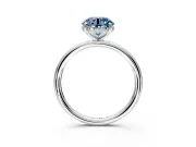 Solitaire Engagement Ring Setting for Fancy Blue Round Cut Center with Plain Band, Open Basket and Prong Head in Sterling Silver
