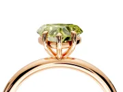 Low-Set Solitaire Engagement Ring Setting for Fancy Yellow Heart-Shaped Center with Thin Plain Band and Prong Head in Rose Gold