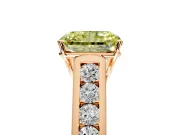 Solitaire Engagement Ring Setting for Fancy Yellow Radiant Cut Center with Round Cut Channel Band and Prong Head in Rose Gold