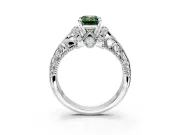 Solitaire Engagement Ring Setting for Fancy Green Emerald Cut Center with Filigree Accent Basket and Prong Head in Platinum