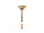 Floral Engagement Ring Setting for Fancy Yellow Round Cut Center with Pave Band and Floral Prong Head in Rose Gold