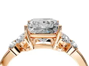 Solitaire Engagement Ring Setting for Princess Cut Center with Marquise Flower Shoulders and Prong Head in Rose Gold