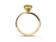 Solitaire Engagement Ring Setting for Fancy Yellow Asscher Cut Center with Micro Pave Band and Prong Head in Yellow Gold