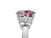 Solitaire Engagement Ring Setting for Fancy Pink Oval Center with Marquise Flower Shoulders and Prong Head in Platinum