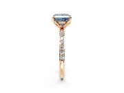 Solitaire Engagement Ring Setting for Fancy Blue Princess Cut Center with Fine Pave Accents and Prong Head in Rose Gold