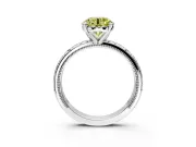 Solitaire Engagement Ring Setting for Fancy Yellow Round Cut Center with Scrollwork Band and Prong Head in Platinum