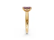 Solitaire Engagement Ring Setting for Fancy Pink Emerald Cut Center with Reverse Tapered Band and Prong Head in Yellow Gold