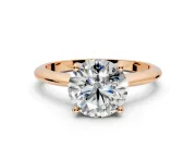 Solitaire Engagement Ring Setting for Round Cut Center with Knife Ridge Band and Claw Prong Head in Rose Gold