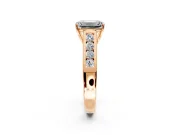 Solitaire Engagement Ring Setting for Emerald Cut Center with Cathedral Channel Band and Prong Head in Rose Gold