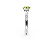 Bar-Set Engagement Ring Setting for Fancy Yellow Round Cut Center with Tapered Baguette Accents and Prong Head in Sterling Silver