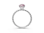 Solitaire Engagement Ring Setting for Fancy Pink Pear-Shaped Center with Plain Twisted Rope Band and Prong Head in Platinum