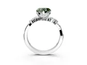 Solitaire Engagement Ring Setting for Fancy Green Heart-Shaped Center with Marquise Accent Twist Band and Prong Head in White Gold