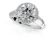 Halo Engagement Ring Setting for Round Cut Center with Knife Ridge Cathedral Band and Prong Head in Platinum