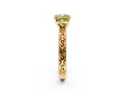 Solitaire Engagement Ring Setting for Fancy Yellow Cushion Cut Center with Scrollwork Band and Prong Head in Yellow Gold