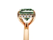 Solitaire Engagement Ring Setting for Fancy Green Princess Cut Center with Fine Wire Band and Prong Head in Rose Gold