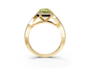 Halo Engagement Ring Setting for Fancy Yellow Radiant Cut Center with Pave Split Shank and Prong Head in Yellow Gold