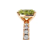 Solitaire Engagement Ring Setting for Fancy Yellow Emerald Cut Center with Fine Pave Band and Claw Prong Head in Rose Gold