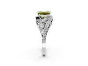 Halo Engagement Ring Setting for Fancy Yellow Emerald Cut Center with Marquise and Pave Bypass Band and Prong Head in Platinum