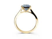 Solitaire Engagement Ring Setting for Fancy Blue Princess Cut Center with Tapered Shoulders and Prong Head in Yellow Gold