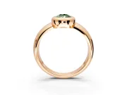 Solitaire Engagement Ring Setting for Fancy Green Pear-Shaped Center with Wide Band and Bezel Head in Rose Gold