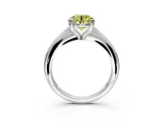 Solitaire Engagement Ring Setting for Fancy Yellow Round Cut Center with Reverse Tapered Band and Prong Head in Platinum