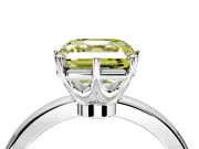 Solitaire Engagement Ring Setting for Fancy Yellow Asscher Cut Center with Plain Band and Tulip Prong Head in White Gold