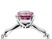 Solitaire Engagement Ring Setting for Fancy Pink Radiant Cut Center with Bamboo Band and Prong Head in Platinum