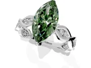Solitaire Engagement Ring Setting for Fancy Green Marquise Center with Accented Twist Band and Leaf Prong Head in Sterling Silver