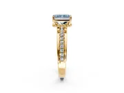 Solitaire Engagement Ring Setting for Fancy Blue Radiant Cut Center with Raised Channel Band and Prong Head in Yellow Gold