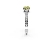 Solitaire Engagement Ring Setting for Fancy Yellow Cushion Cut Center with Milgrain-Framed Pave Band and Prong Head in Platinum