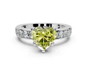Solitaire Engagement Ring Setting for Fancy Yellow Heart-Shaped Center with Channel-Set Accents and Prong Head in White Gold