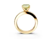 Solitaire Engagement Ring Setting for Fancy Yellow Asscher Cut Center with Channel-Set Accents and Prong Head in Yellow Gold