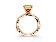 Solitaire Engagement Ring Setting for Fancy Yellow Asscher Cut Center with Pave and Plain Crossover and Basket Head in Rose Gold