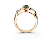Channel-Set Engagement Ring Setting for Fancy Green Pear-Shaped Center with Baguette Band and Prong Head in Rose Gold