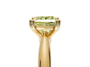 Solitaire Engagement Ring Setting for Fancy Yellow Princess Cut Center with Reverse Tapered Band and Prong Head in Yellow Gold