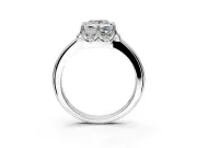 Floral Frame Engagement Ring Setting for Princess Cut Center with Accent Clusters and Prong Head in Sterling Silver