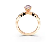 Solitaire Engagement Ring Setting for Fancy Pink Marquise Center with Criss-Cross Accent Band and Prong Head in Rose Gold