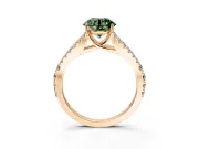 Solitaire Engagement Ring Setting for Fancy Green Round Cut Center with Pave Split Shank and Prong Head in Rose Gold