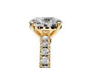 Solitaire Engagement Ring Setting for Oval Center with Single Row Accent Band and Prong Head in Yellow Gold