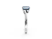 Solitaire Engagement Ring Setting for Fancy Blue Asscher Cut Center with Plain Bypass Twist Band and Prong Head in Platinum
