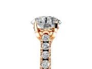 Solitaire Engagement Ring Setting for Round Cut Center with Partway Pave Band and Prong Head in Rose Gold