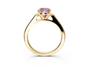 Solitaire Engagement Ring Setting for Fancy Pink Cushion Cut Center with Channel Accents and Prong Head in Yellow Gold