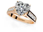 Solitaire Engagement Ring Setting for Heart-Shaped Center with Cathedral Channel Band and Prong Head in Rose Gold